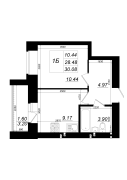 1-комнатная, 30.08м²