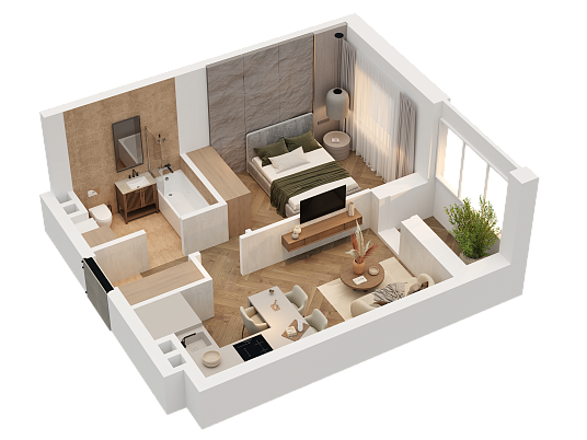 1-комнатная,35.82 м² в ЖК Статный