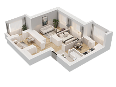 3-комнатная, 65.54м²